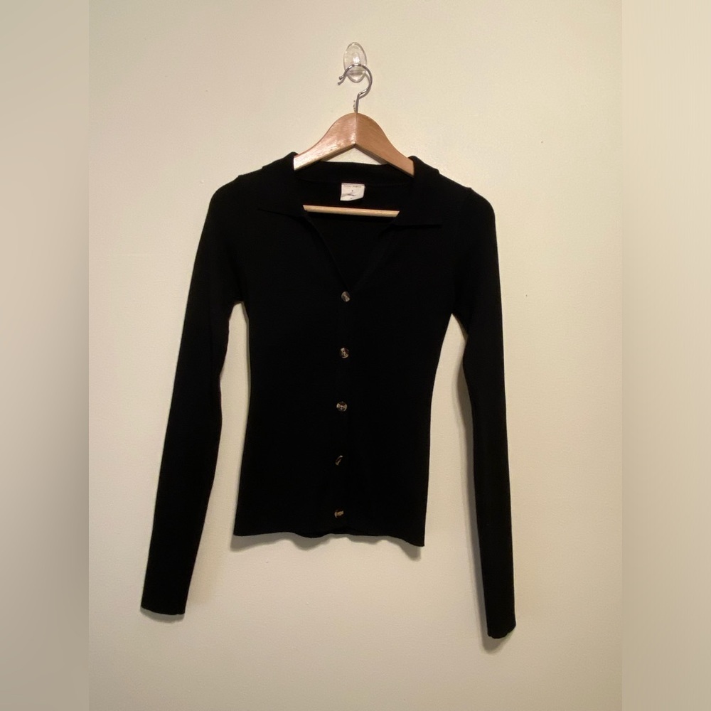 TERMINAL X Black Button-Up POLO style Cardigan Sweater. Size Xs